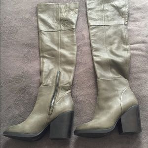 Aldo Green Leather Over the Knee Boot